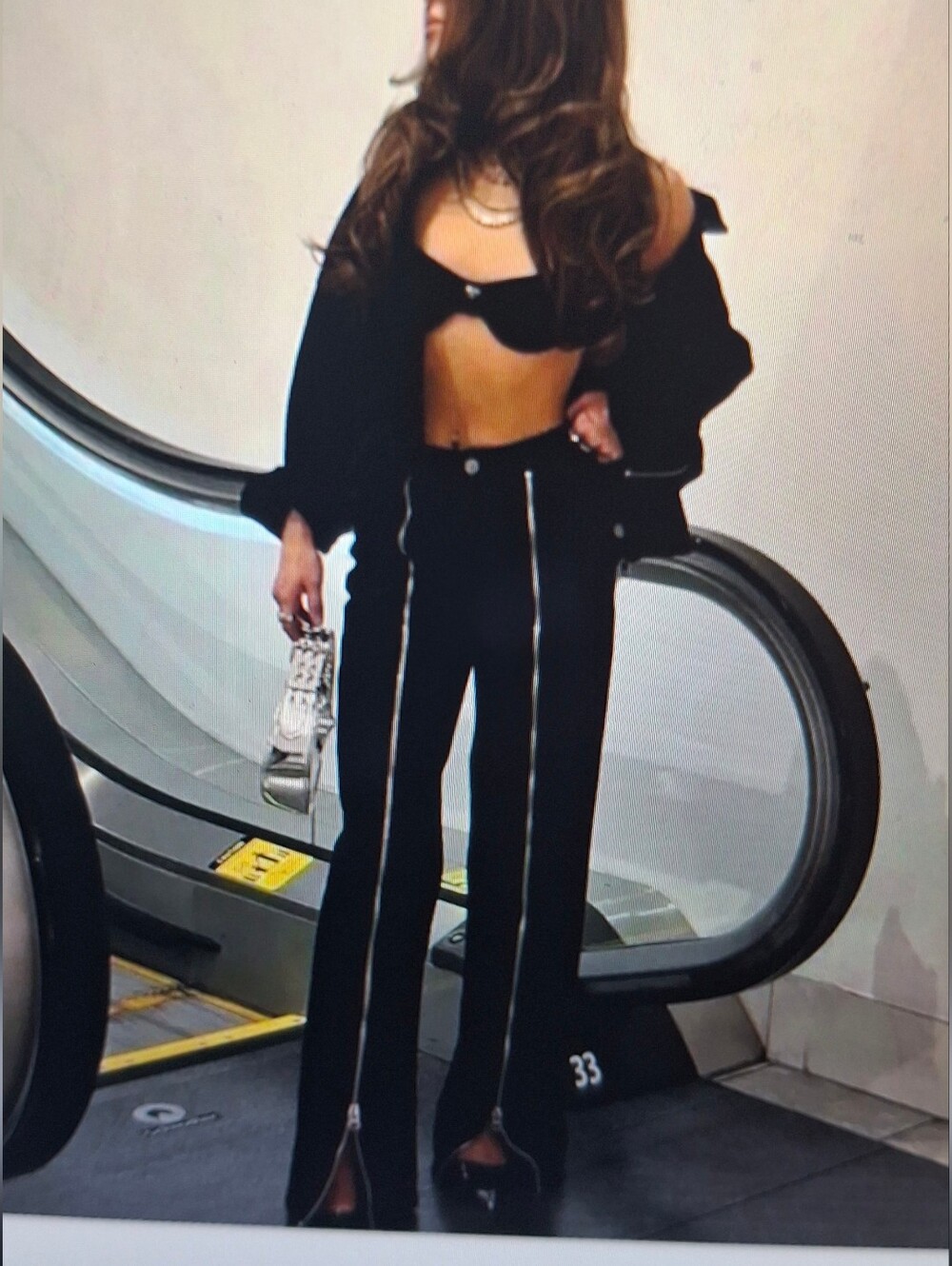 Black High-Waist Zip-Front Wide Leg Pants